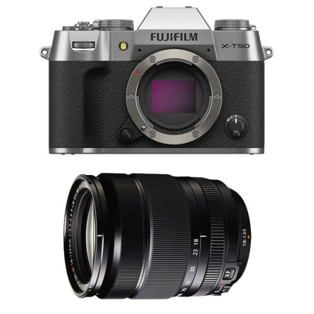 FUJIFILM X-T50 SILVER + Objectif Fujinon XF 18-135mm f/3.5-5.6 R LM OIS WR Garanti 3 ans