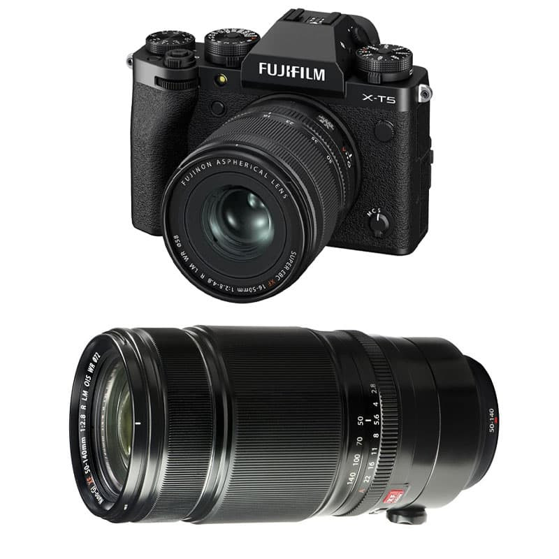FUJIFILM X-T5 NOIR + Objectif Fujinon XF 16-50mm + Objectif Fujinon XF 50-140mm f/2.8 R LM OIS WR Garanti 3 ans
