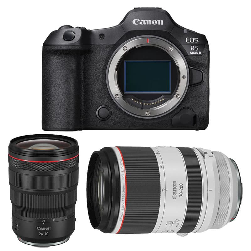 CANON Hybride EOS R5 MARK II + Objectif RF 24-70mm f/2.8 L IS USM + Objectif RF 70-200mm f/2.8 L IS USM Garanti 3 ans