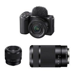 SONY ALPHA ZV-E10 II NOIR + 16-50 II + 55-210 + 50mm Garanti 3 ans