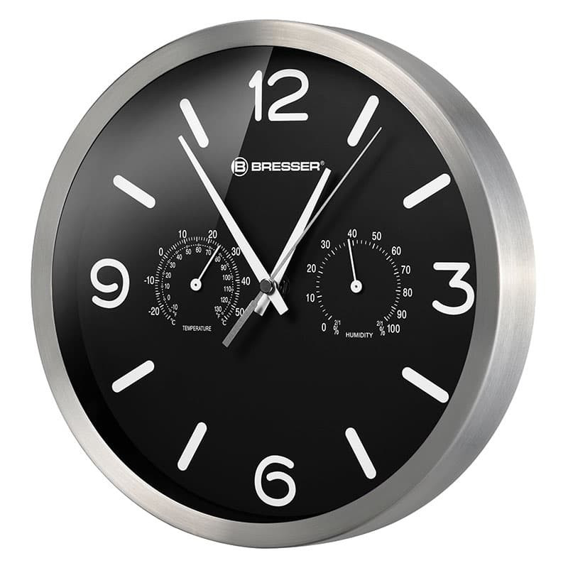 BRESSER MyTime DCF Thermo-/ Hygro- Horloge murale 25cm noir 8020315CM3000