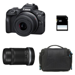 CANON EOS R100 + RF-S 18-45mm f/4.5-6.3 IS STM + RF-S 55-210mm f/5-7.1 IS STM Garanti 3 ans + Sac + Carte SD 8 Go