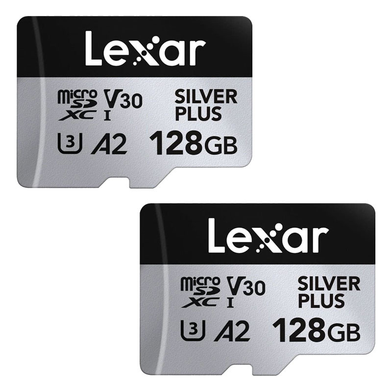 LEXAR Carte microSDXC Silver Plus UHS-1 128Go R205/W150 V30 - Pack de 2