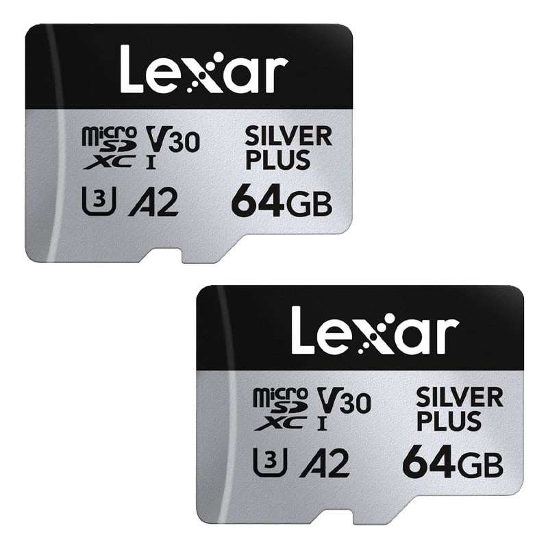LEXAR Carte microSDXC Silver Plus UHS-1 64Go R205/W100 V30 - Pack de 2