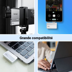 LEXAR Disque dur Portable Go SSD SL400 1To Hub noir inclu