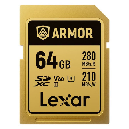 LEXAR Carte SDXC Pro Gold Series ARMOR UHS-II 64Go V60 IP68 Stainless Steel R280/W210