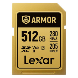 LEXAR Carte SDXC Pro Gold Series ARMOR UHS-II 512Go V60 IP68 Stainless Steel R280/W210