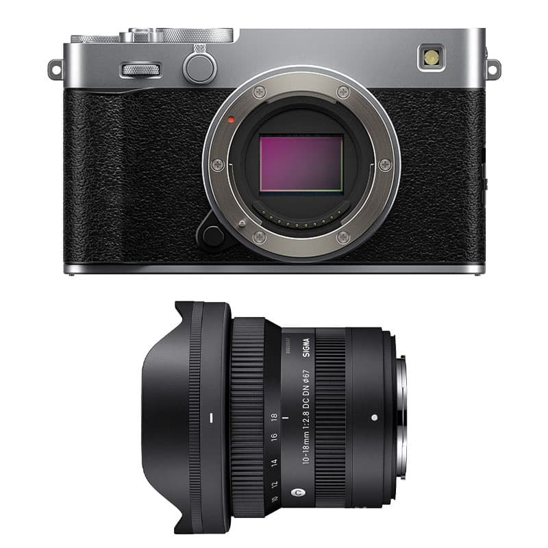 FUJIFILM X-E5 Silver + SIGMA 10-18mm f/2.8 Garanti 3 ans