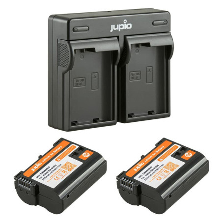 JUPIO Pack 2x batterie EN-EL15C + USB Dual Charger Compatible avec Nikon