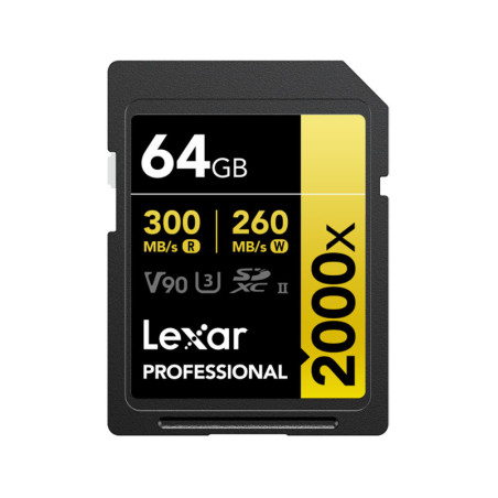 LEXAR Carte SDXC 64 Go 2000X Professional 300 Mo/s Classe 10 UHS-II U3