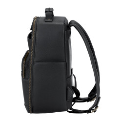 LOULEX Mini Sac à dos en cuir microfibre 13L Noir