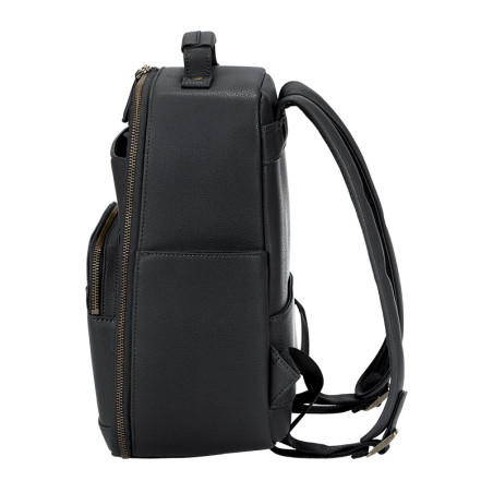 LOULEX Mini Sac à dos en cuir microfibre 13L Noir