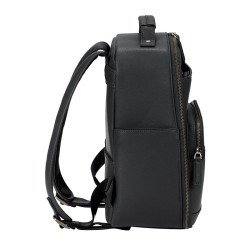 LOULEX Mini Sac à dos en cuir microfibre 13L Noir