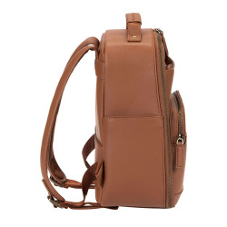 LOULEX Mini Sac à dos en cuir microfibre 13L Marron