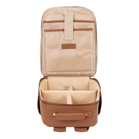 LOULEX Mini Sac à dos en cuir microfibre 13L Marron