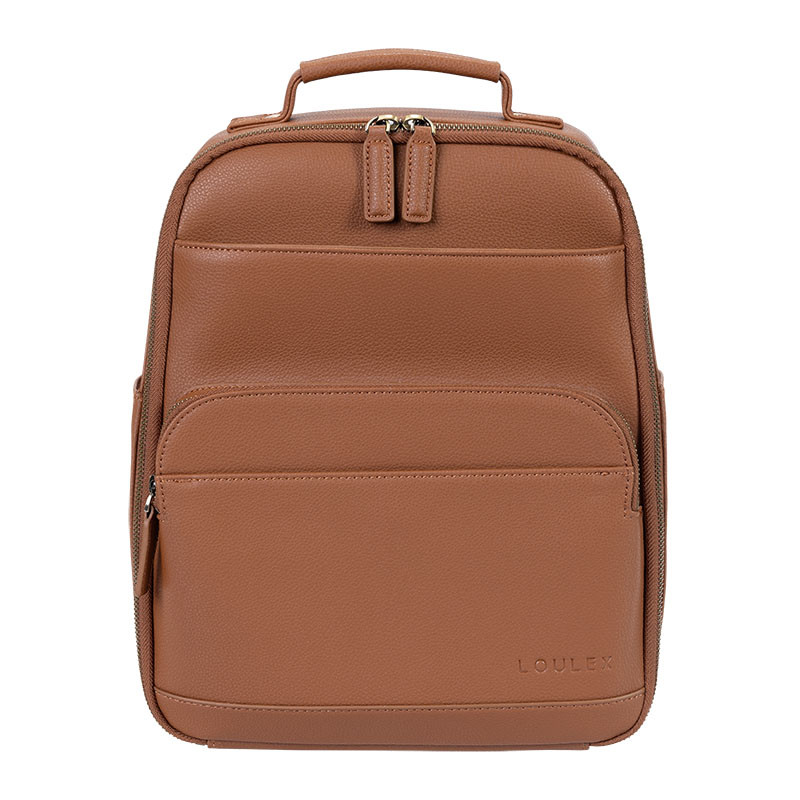 LOULEX Mini Sac à dos en cuir microfibre 13L Marron