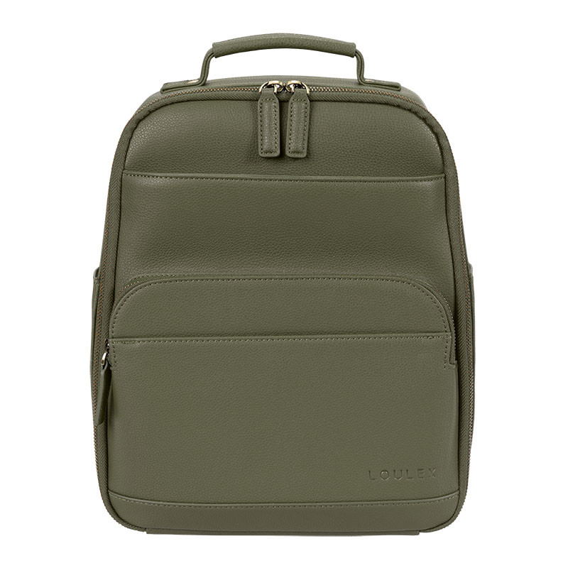LOULEX Mini Sac à dos en cuir microfibre 13L Vert Olive