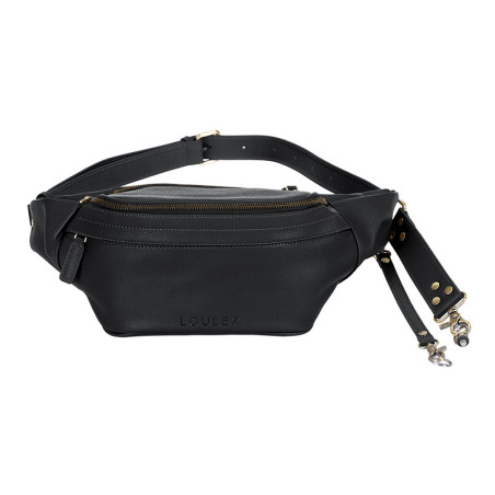 LOULEX Sac banane en cuir microfibre Noir