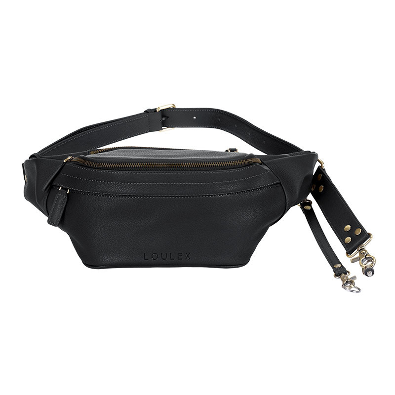 LOULEX Sac banane en cuir microfibre Noir