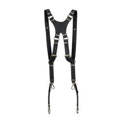 LOULEX Harnais Double Sangles en cuir microfibre Noir