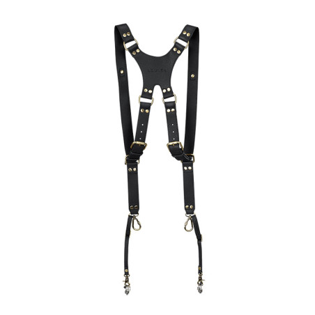 LOULEX Harnais Double Sangles en cuir microfibre Noir