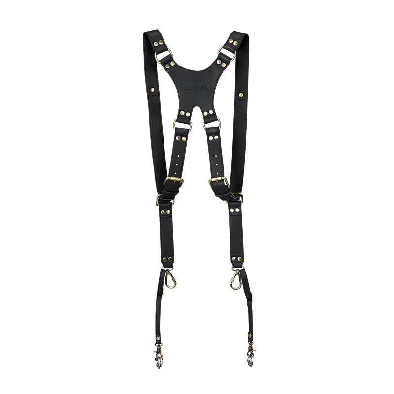 LOULEX Harnais Double Sangles en cuir microfibre Noir