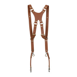 LOULEX Harnais Double Sangles en cuir microfibre Marron