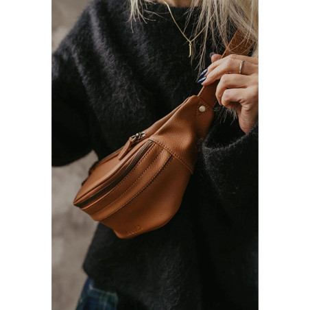 LOULEX Mini Sac banane en cuir microfibre Marron