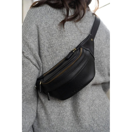 LOULEX Mini Sac banane en cuir microfibre Noir