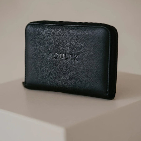 LOULEX SD Wallet en cuir microfibre Noir