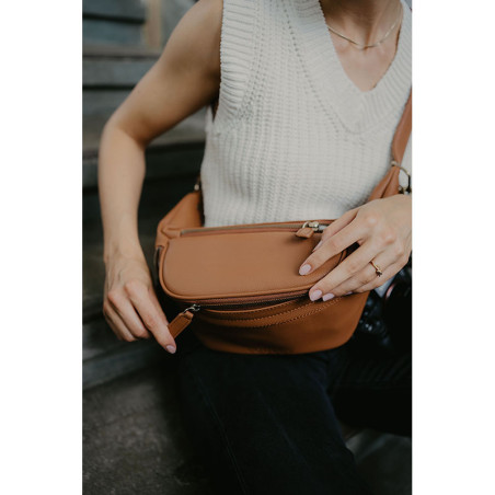 LOULEX Sac banane en cuir microfibre Marron