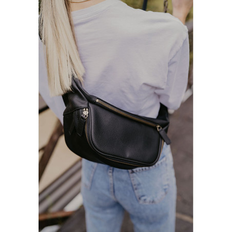 LOULEX Sac banane en cuir microfibre Noir