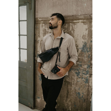 LOULEX Sac banane en cuir microfibre Noir