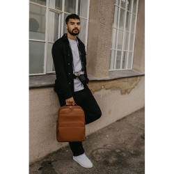 LOULEX Sac à dos en cuir microfibre 2.0 18L Marron