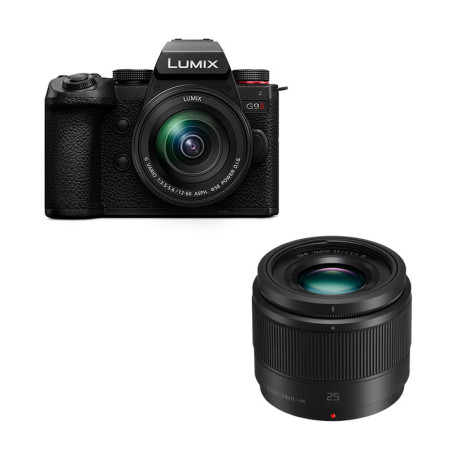 PANASONIC LUMIX G9 II Noir + Objectif G 12-60mm f/3.5-5.6 + G 25mm f/1.7 Garanti 3 ans