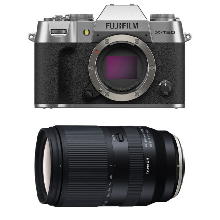 FUJIFILM X-T50 Silver + Objectif TAMRON 18-300 mm f/3.5-6.3 Di III-A VC VXD Garanti 3 ans
