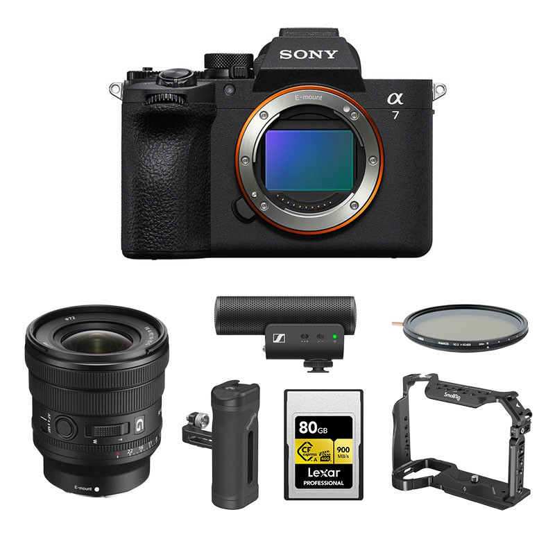 SONY ALPHA 7 V + Kit vidéo (FE PZ 16-35mm + Cage et poignée Smallrig + Micro MKE 400 + Carte 80Go + Filtre NDX) Garanti 3 ans