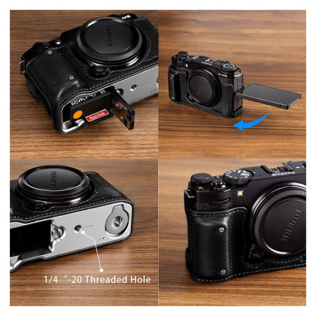 SMALLRIG 4879 Camera Leather Half Case Kit for FUJIFILM X-M5 (Black)