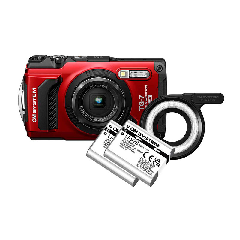 OM SYSTEM  Compact &eacute;tanche TG7 Kit Micro Adventure Rouge Garanti 2 ans