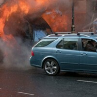 Photo Chris Raphael - Car explodes as it hits another car