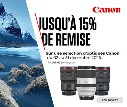 Jusqu'à 15% de remise sur une sélection d'objectifs Canon du 2 au 31 décembre