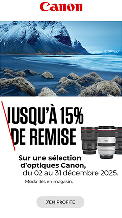 Jusqu'à 15% de remise sur une sélection d'objectifs Canon du 2 au 31 décembre