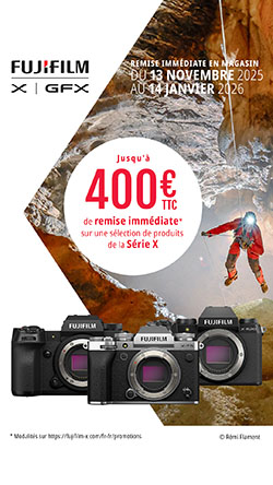 400€ de remise sur une sélection de produits Fujifilm de la série X jusqu'au 14 janvier 2026