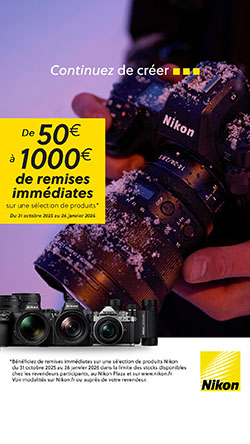 Jusqu'à 1000€ de remise sur une sélection de produits Nikon du 31 octobre 2025 au 26 janvier 2026