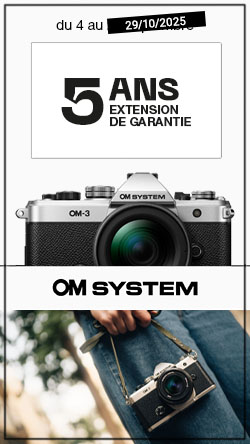 OM System vous offre la Garantie 5 ans pour l'achat d'un OM-3 jusqu'au 28 septembre