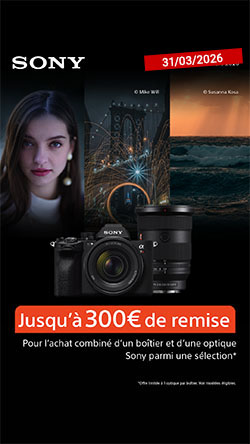 Jusqu'à 300€ de remise pour l'achat simultané d'un boîtier Sony et d'une optique éligibles du 12 février au 31 mars