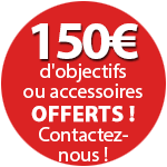 150€ d'objectifs ou accessoires offerts pour l'achat d'un EOS R100 jusqu'au 2 mars. Contactez-nous !