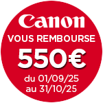 550€ remboursés pour l'achat d'un EOS R1 + optique éligible jusqu'au 31 octobre