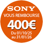 400€ remboursés pour l'achat d'un Alpha 7C R + optique éligible jusqu'au 31 janvier 2026 400€ remboursés pour l'achat d'un Alpha 7C R + optique éligible jusqu'au 31 janvier 2026