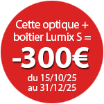 300€ de remise pour l'achat de cet objectif Panasonic + boîtier éligible jusqu'au 31 décembre